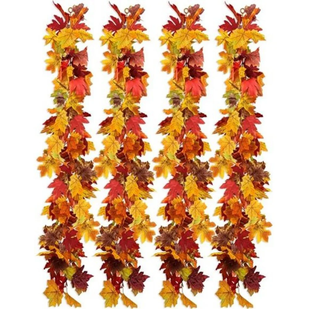4 Packs Fall Garland Maple Leaf, 5.9Ft/Pieces Fall Leaves Garland